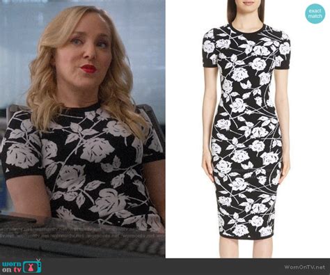 michael kors rose pochoir jacquard dress marissa morgan|Marissa’s black and white rose print dress on Bull.